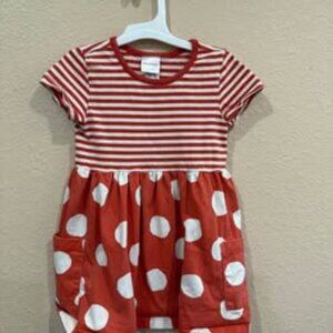Hanna Andersson red white stripe polka dot dress 3T